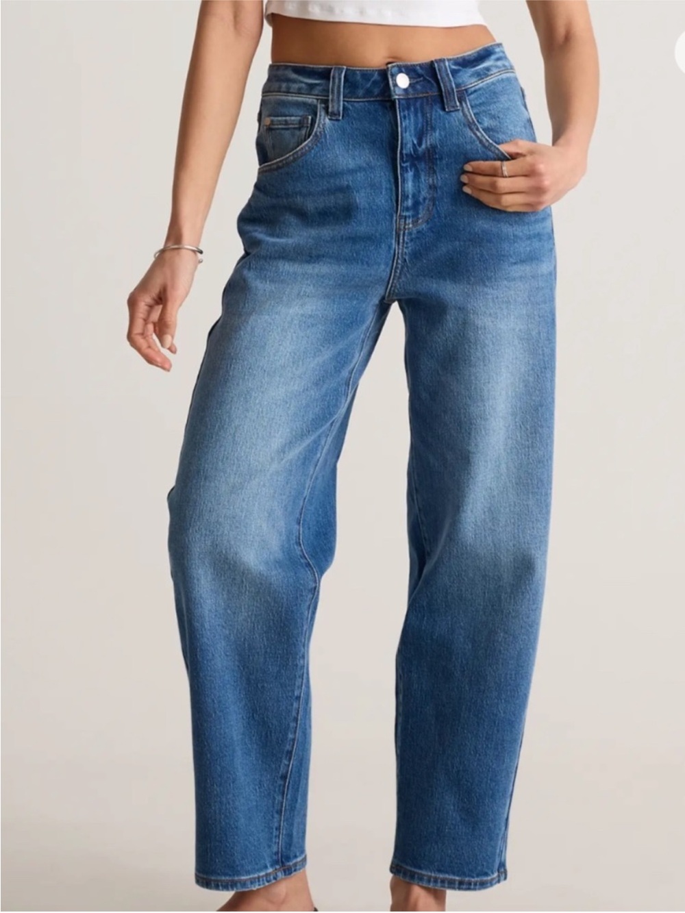 QUINCE Bella Stretch Barrel Jeans